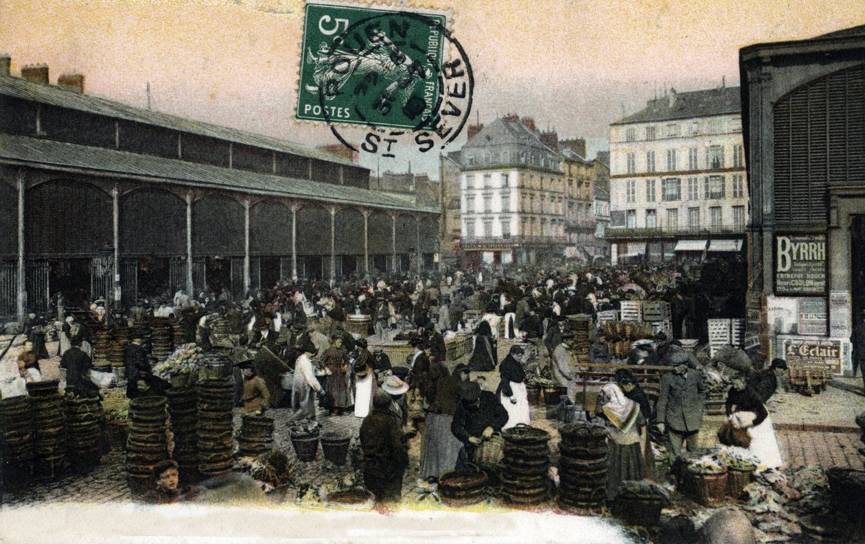 Widok na Wielką Marchię w Rouen, morze Sekwany, Normandia (Rynek w Rouen, Normandia) Pocztówka z początku XX wieku autorstwa Unknown photographer