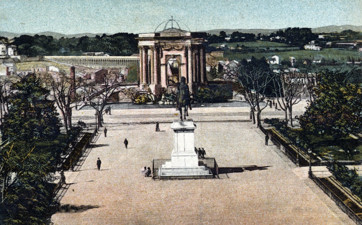 Widok na promenadę du Peyrou w Montpellier, Herault 1910 o zbiorach prywatnych autorstwa Unknown photographer
