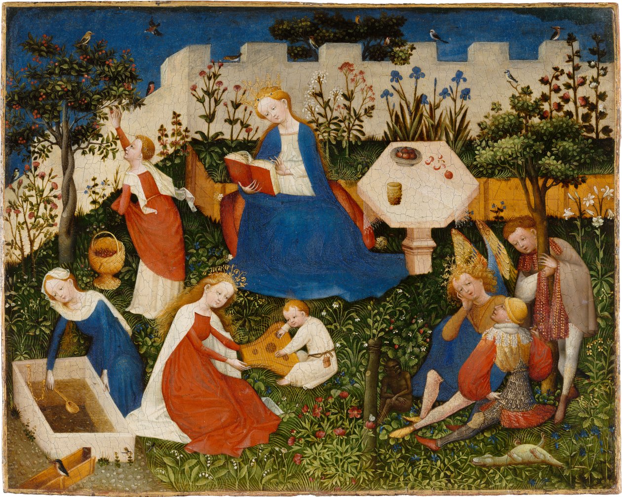 Mały rajski ogród, ok. 1410-20 (technika mieszana na dębie) autorstwa Upper Rheinish Master
