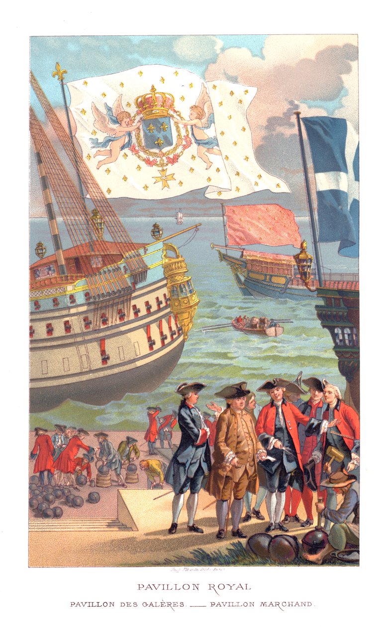 Flaga królewska, flaga galeonów i flaga kupców, 1885. autorstwa Urrabieta