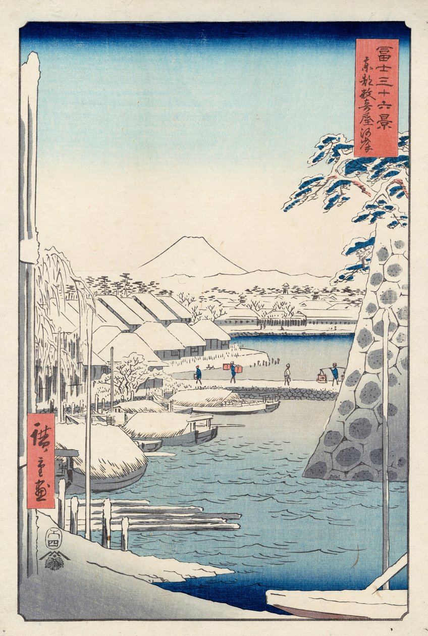 Brzeg rzeki w Sukiya w Edo (Tto Sukiya-gashi), z cyklu Trzydzieści sześć widoków góry Fuji (Fuji... autorstwa Utagawa Hiroshige