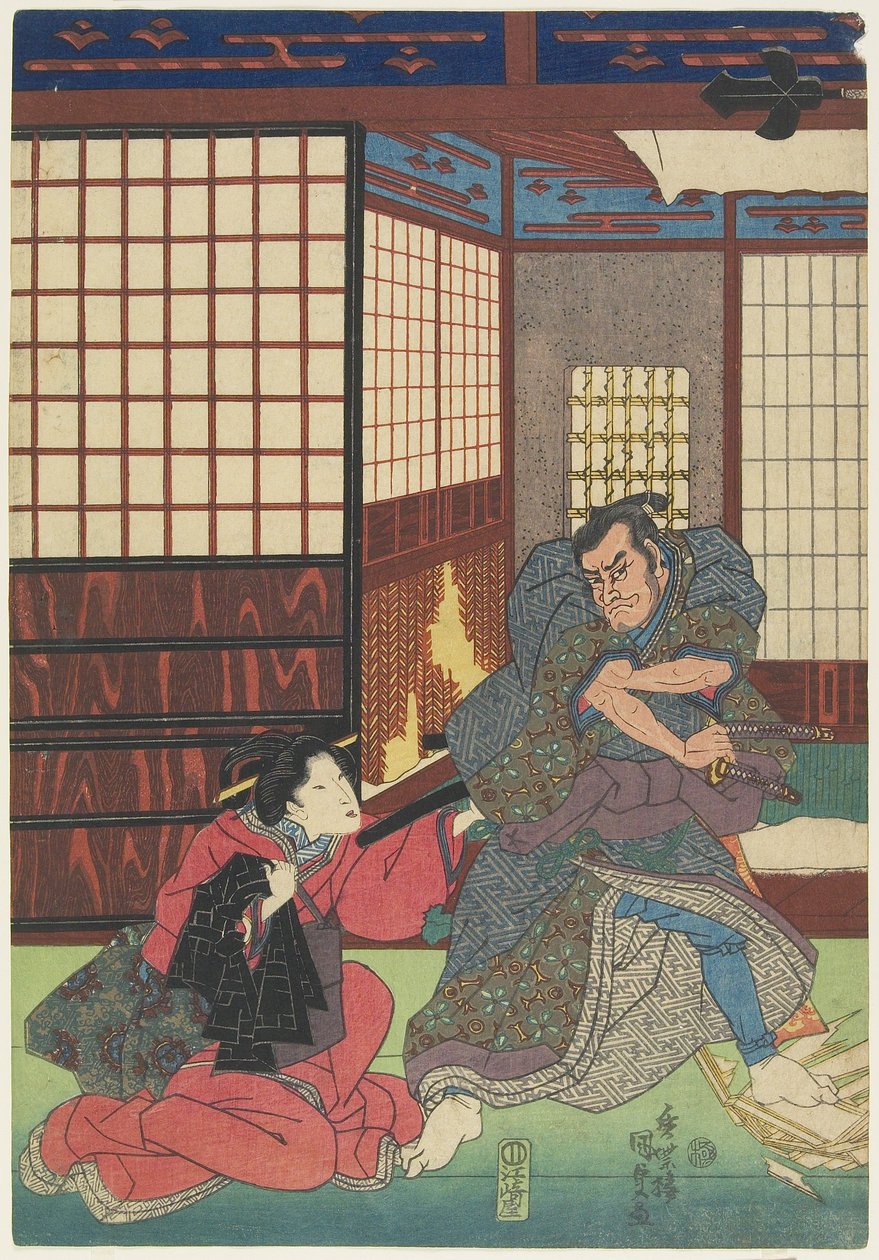(Scena z niezidentyfikowanej sztuki), 1830-1844 autorstwa Utagawa Kunisada
