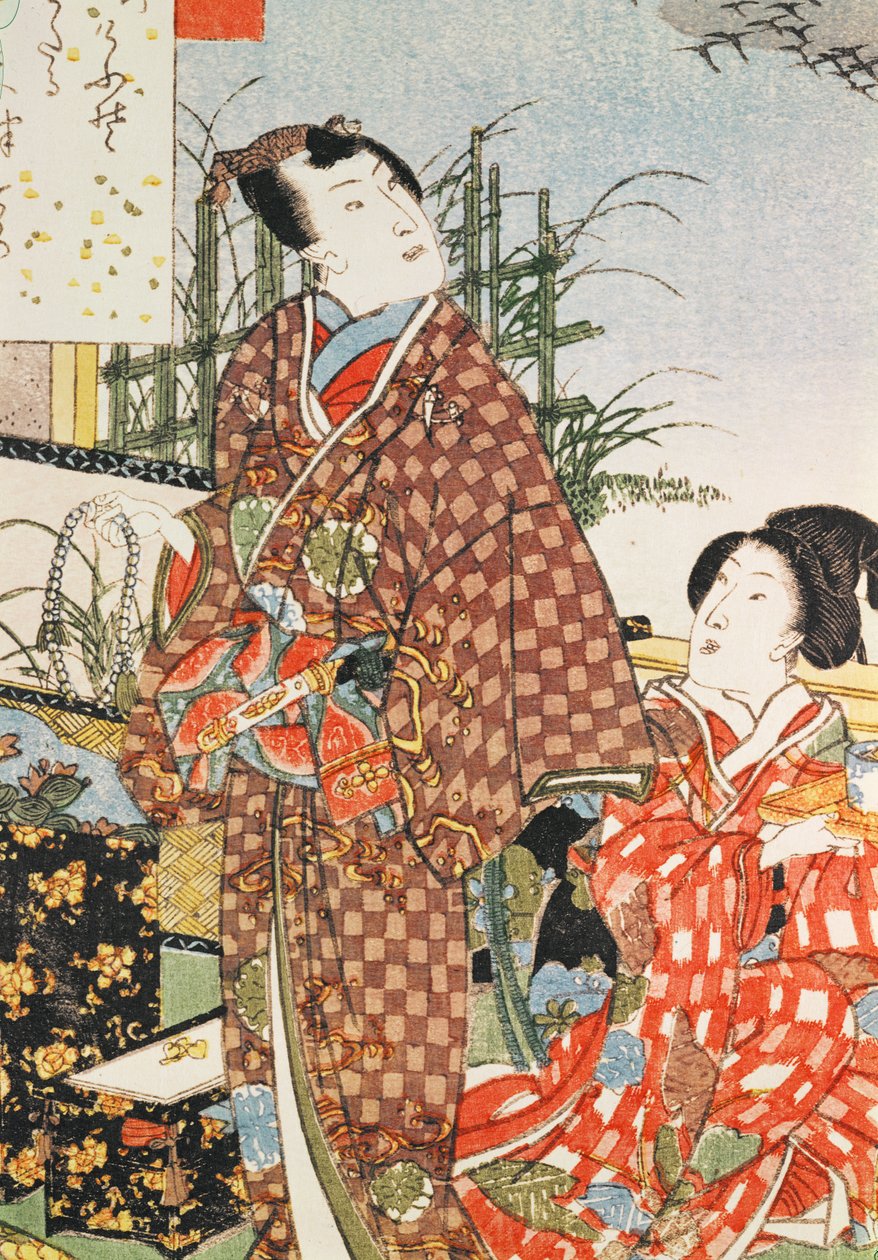 Ilustracja z „Opowieści o Genji” (kolorowy drzeworyt) autorstwa Utagawa Kunisada