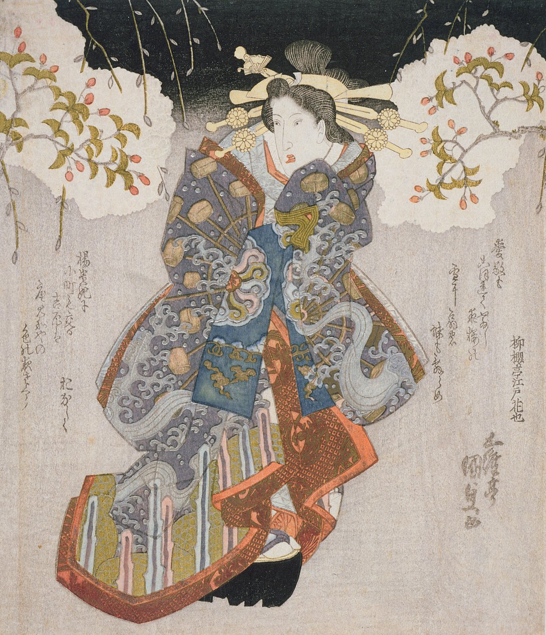 Iwai Kumesaburo II jako kurtyzana, ok. 1830 (drzeworyt kolorowany) autorstwa Utagawa Kunisada