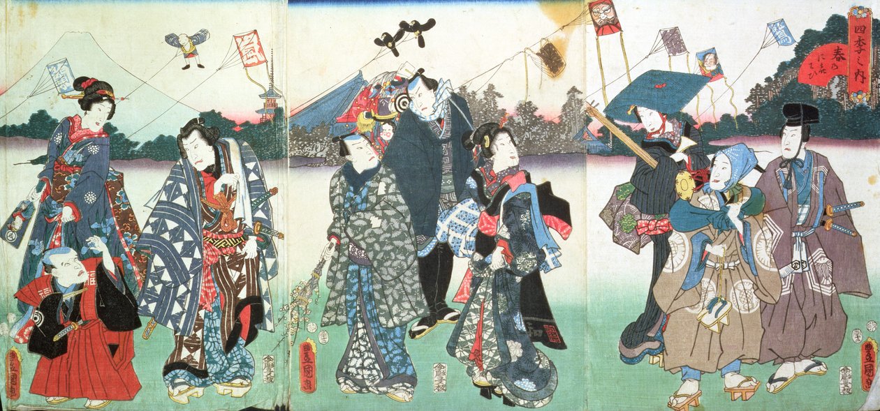 święto noworoczne, autorstwa Utagawa Kunisada