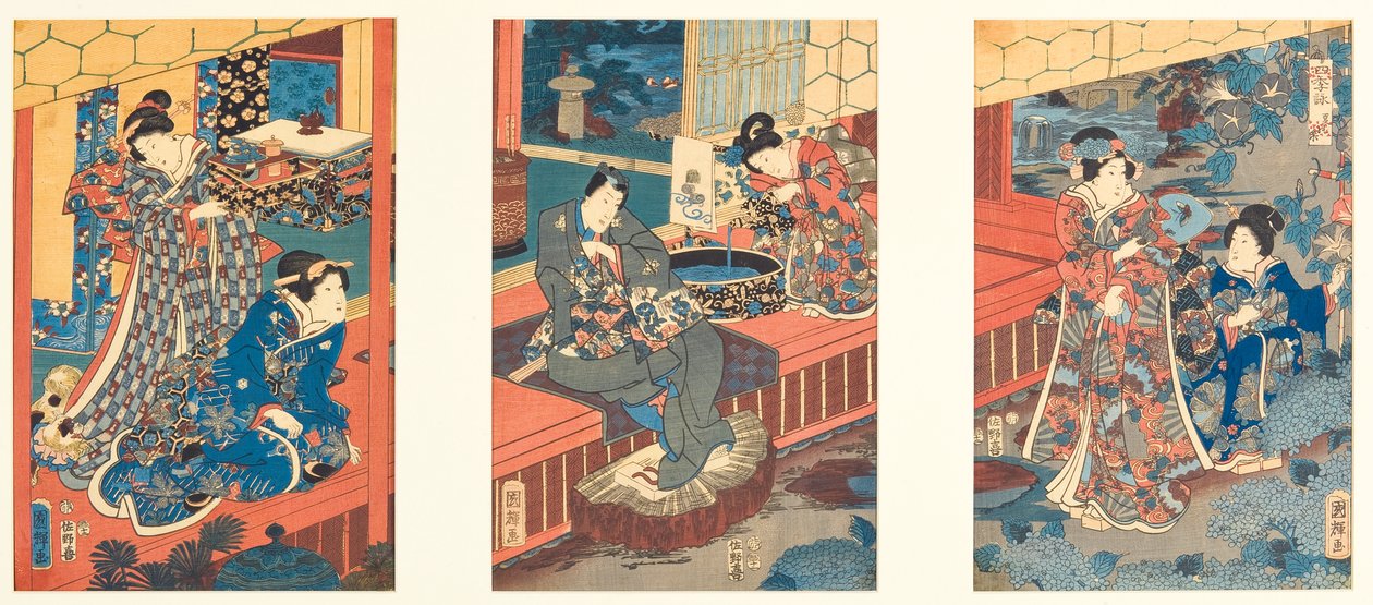Kobieta y f sutsume r (letnia zabawa), 1853 (DBock) autorstwa Utagawa Kuniteru
