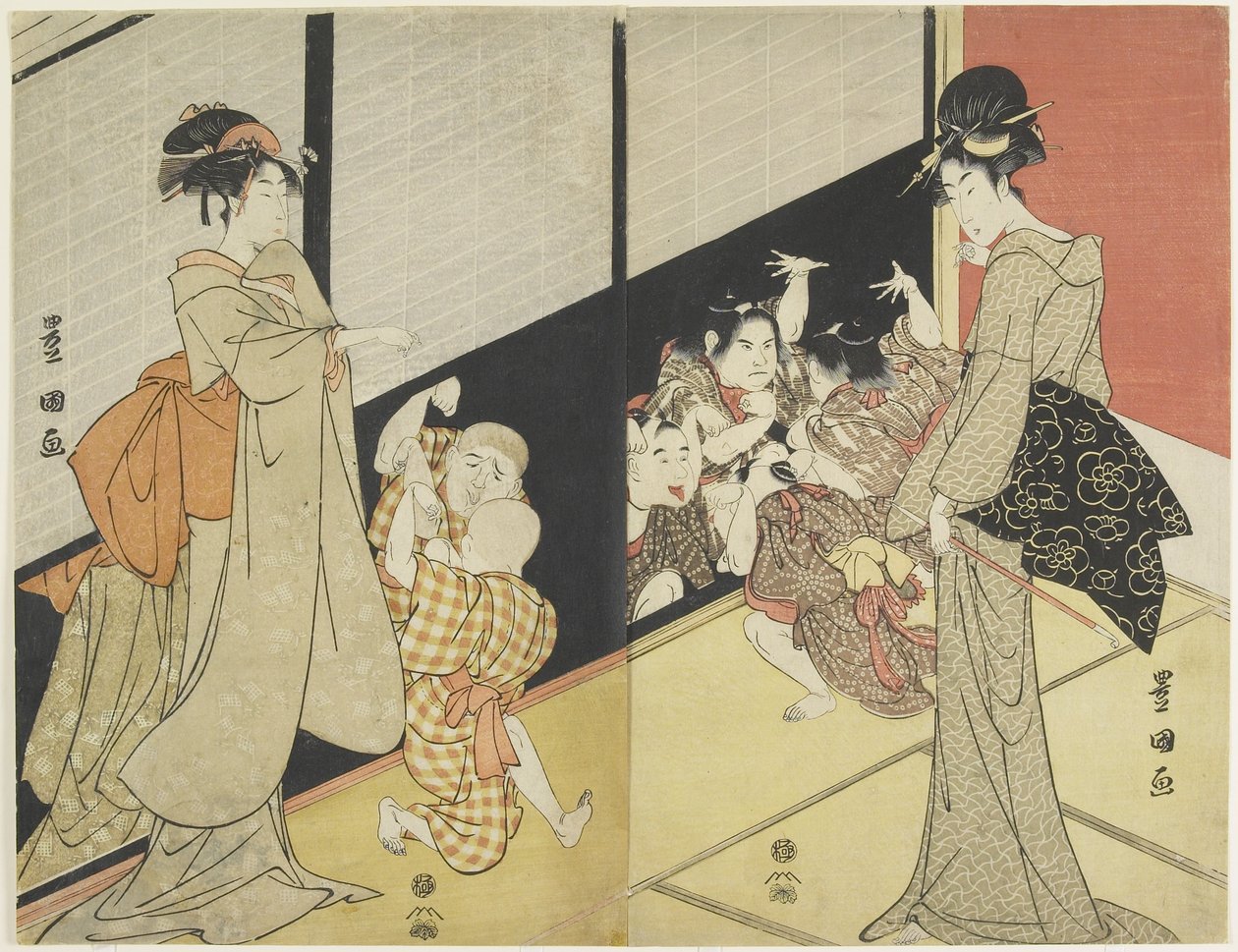 Dzieci rozkoszujące się odbiciem, 1704-1825 autorstwa Utagawa Toyokuni