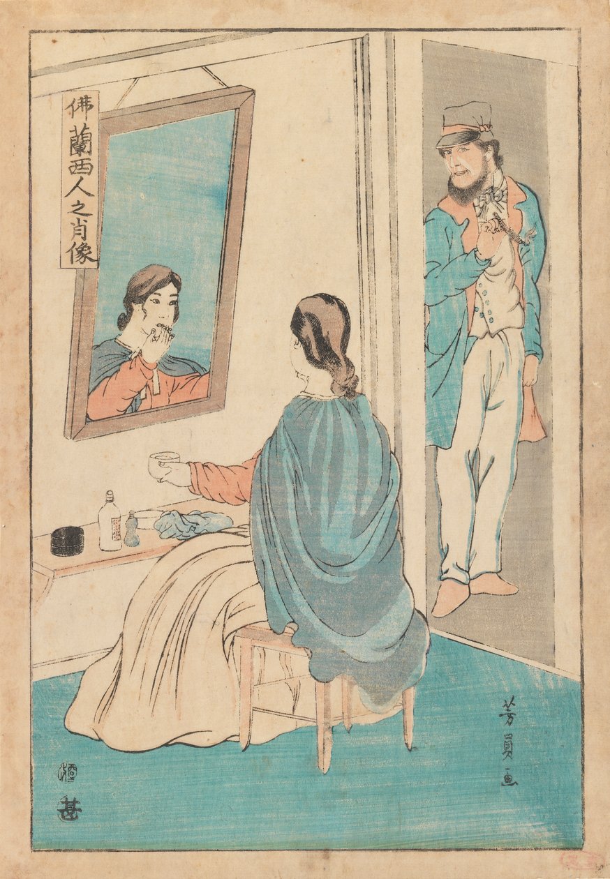 Kupiec i żona, ok. 1860 (odbitka drzeworytowa) autorstwa Utagawa Yoshikazu