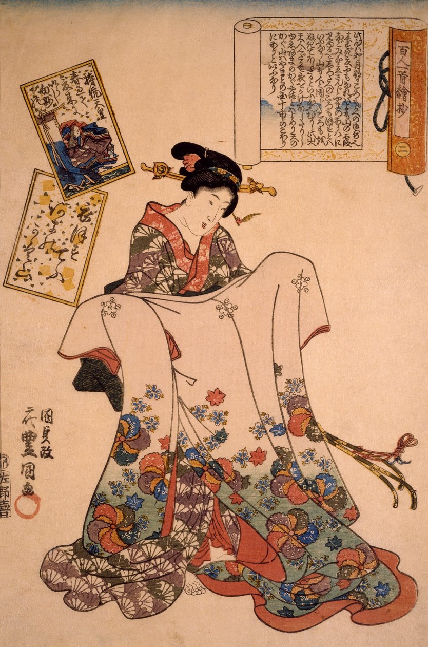 Kobieta w wspaniałych sukniach — Utagawa Kunisada autorstwa Utagawa Kunisada