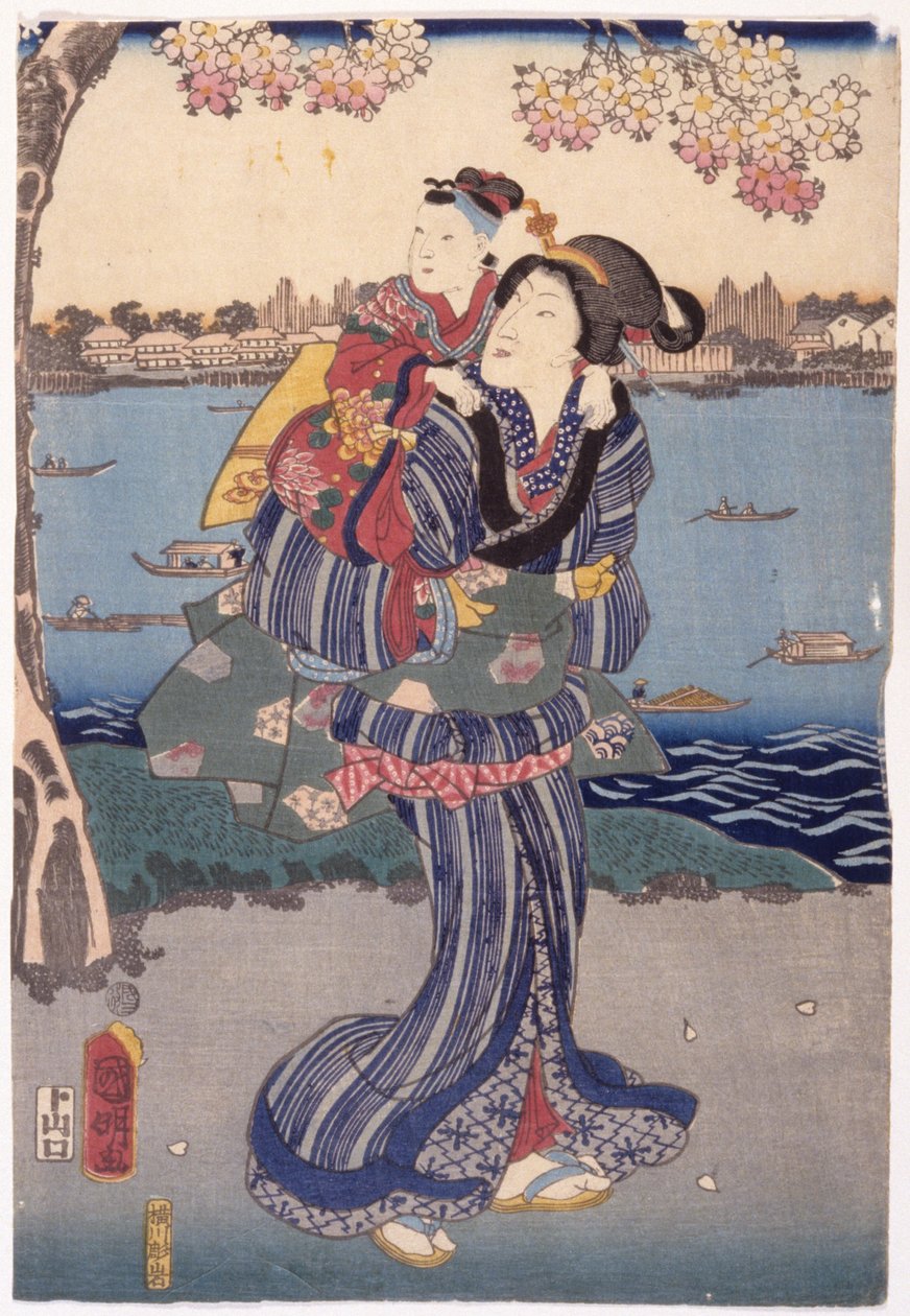 Oglądanie kwiatów wiśni w Mukjima (Mukjima Hanami No Zu) autorstwa Utagawa (1835 1888) Kuniaki