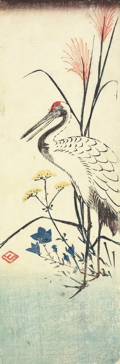 (trawa pampasowa, patinia, dzwonek chiński i żuraw), 1830-1858 autorstwa Utagawa Hiroshige