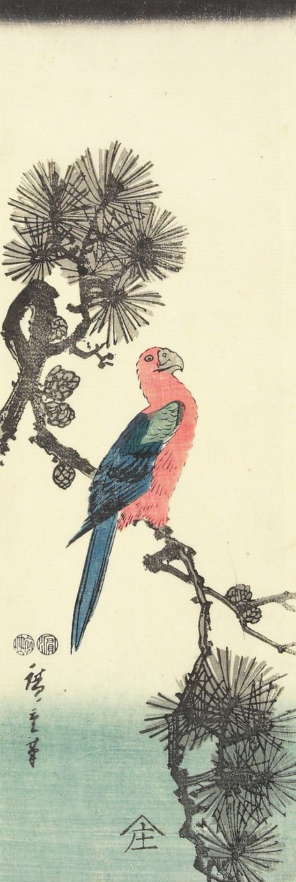 (Papuga na sośnie), 1847-1852 autorstwa Utagawa Hiroshige