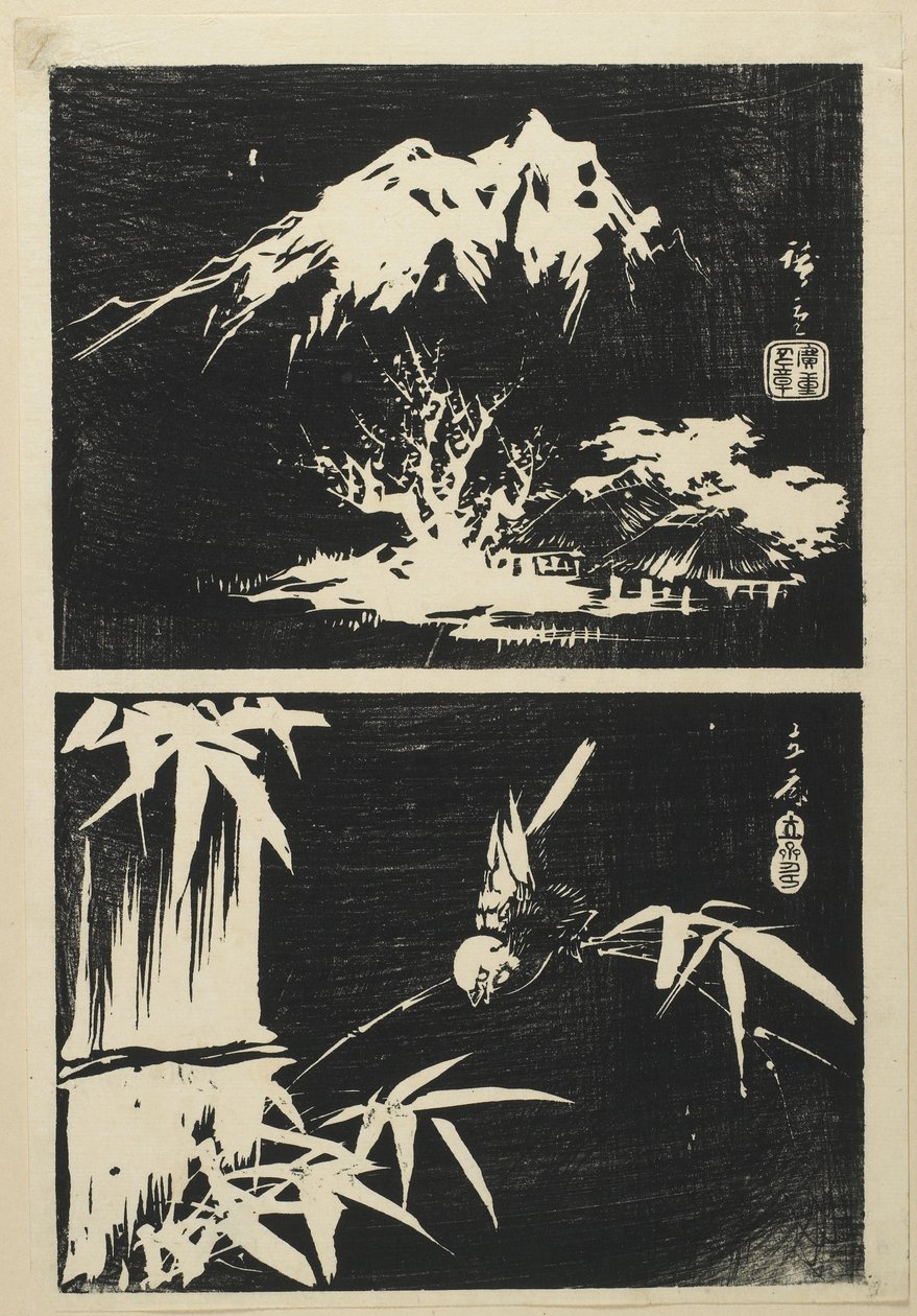 (Dwa obrazy litografii), połowa XIX wieku autorstwa Utagawa Hiroshige