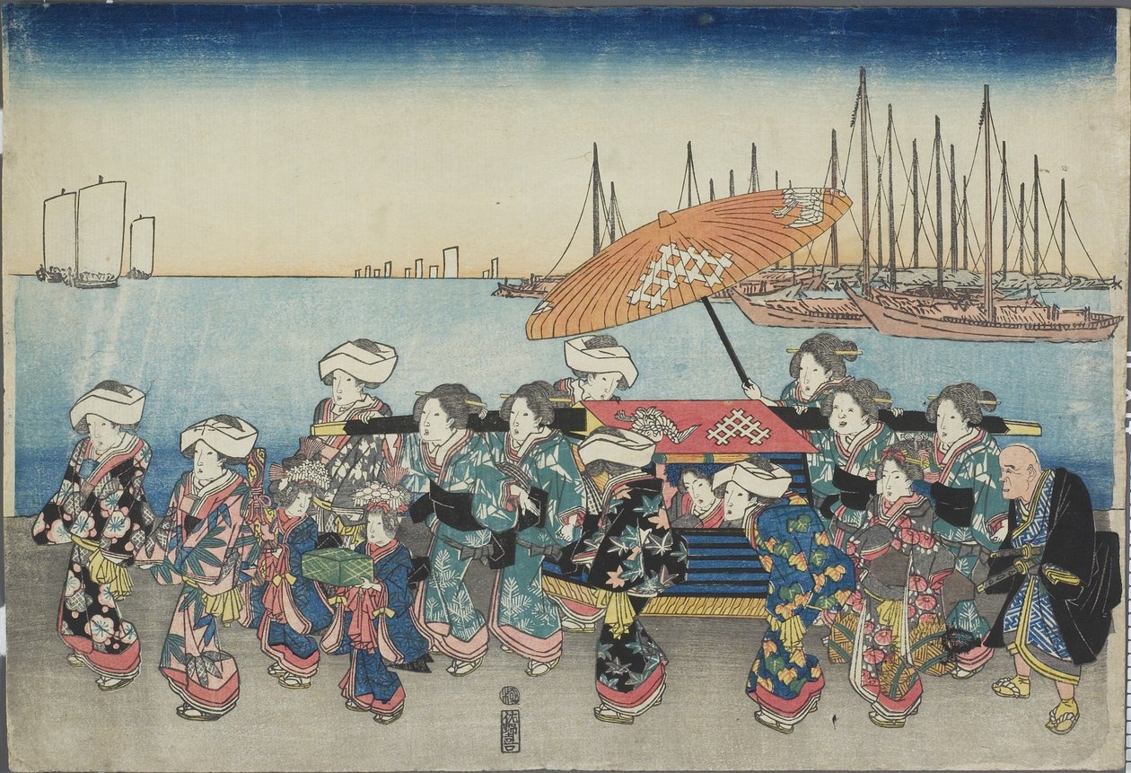 (Procesja Ślubna), połowa XIX w. autorstwa Utagawa Hiroshige