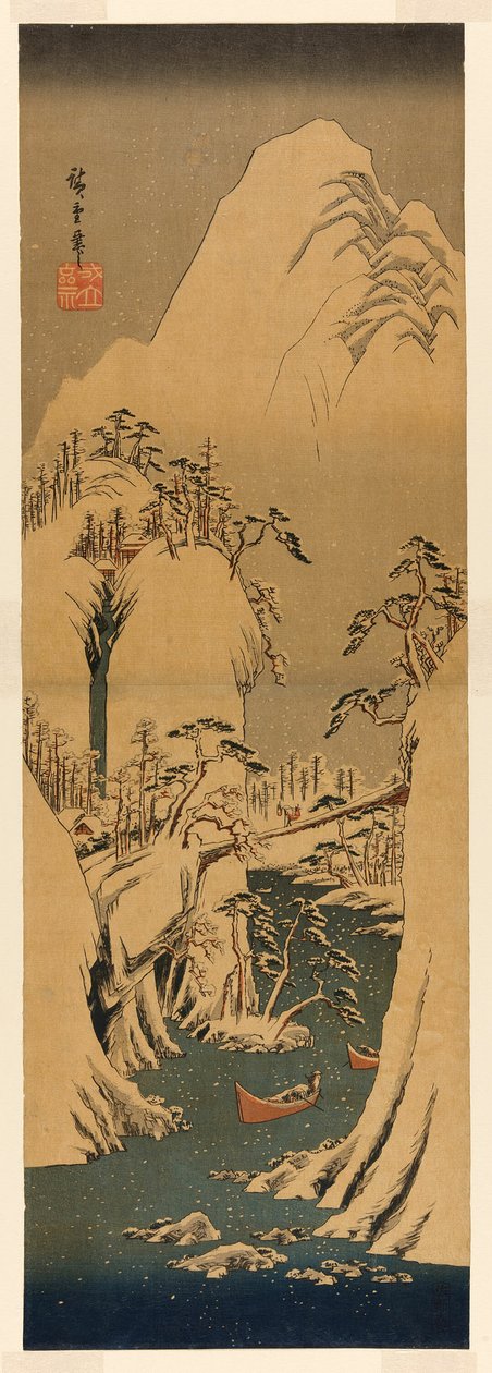 Śnieżny wąwóz na rzece Fuji autorstwa Utagawa Hiroshige