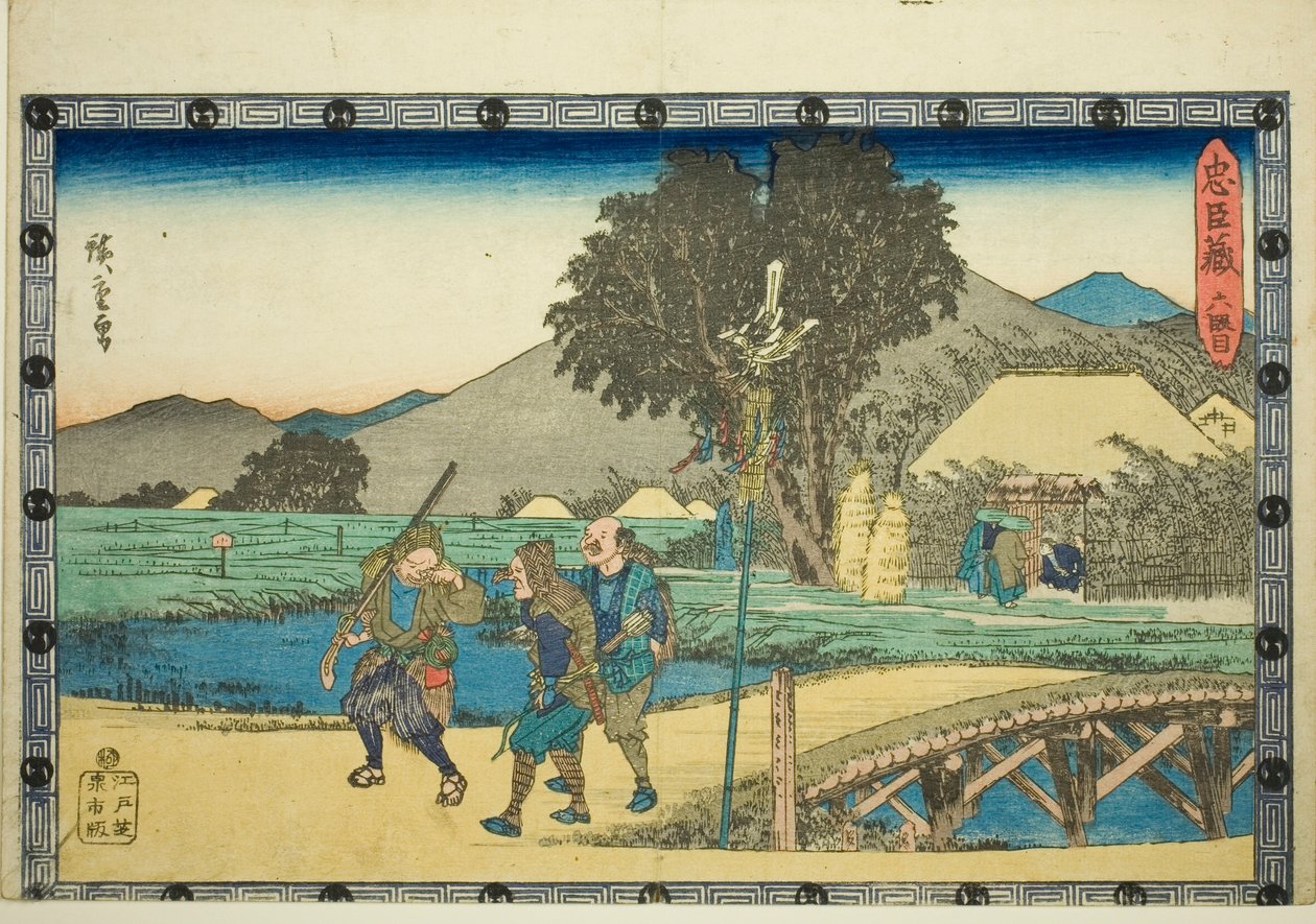 Akt 6 (Rokudanme), z serii „Zemsta lojalnych podwładnych (Chushingura)” autorstwa Utagawa Hiroshige