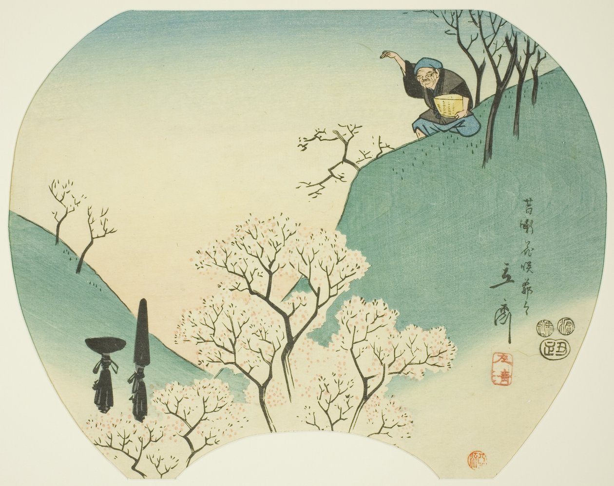 Starożytna historia starca, który sprawił, że drzewa zakwitły autorstwa Utagawa Hiroshige
