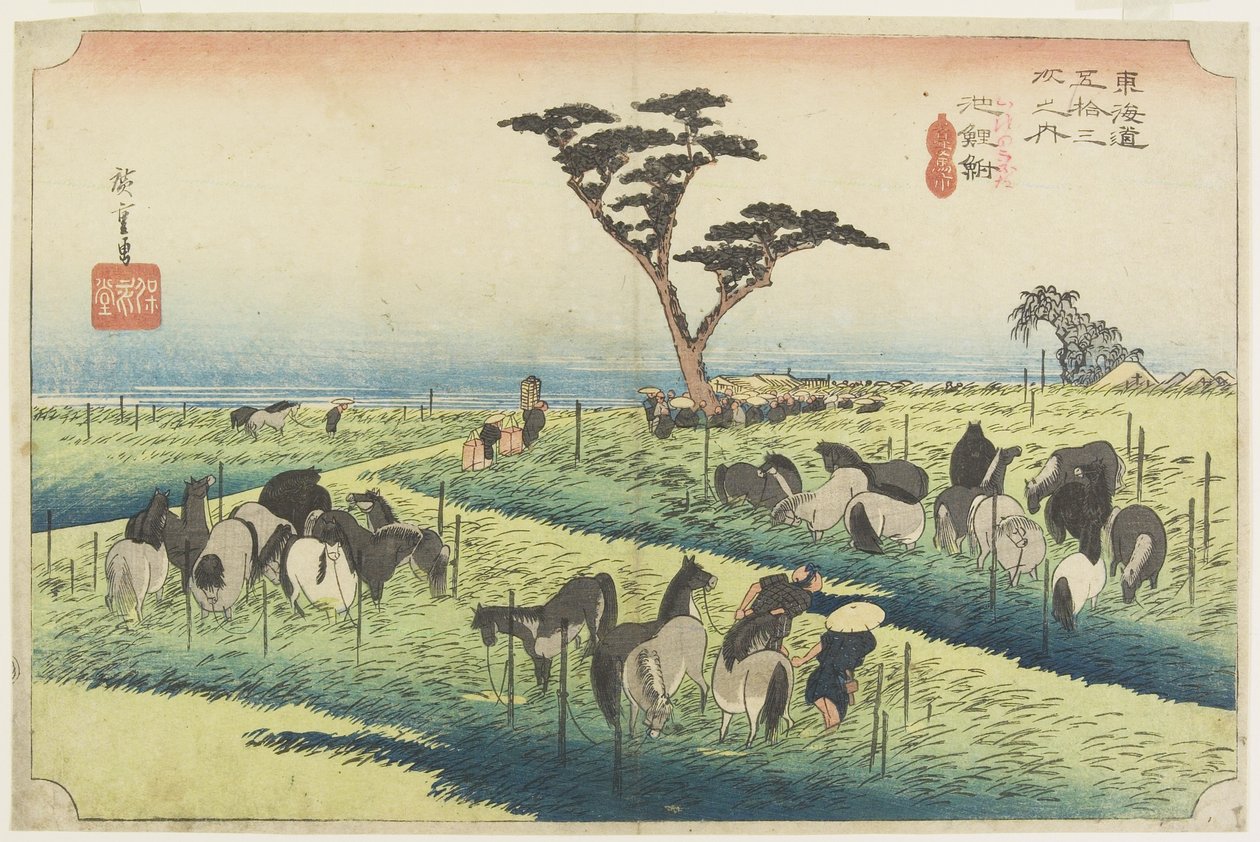 Kwietniowe Targi Konne, Chiryu_, ok. 1833 r. autorstwa Utagawa Hiroshige