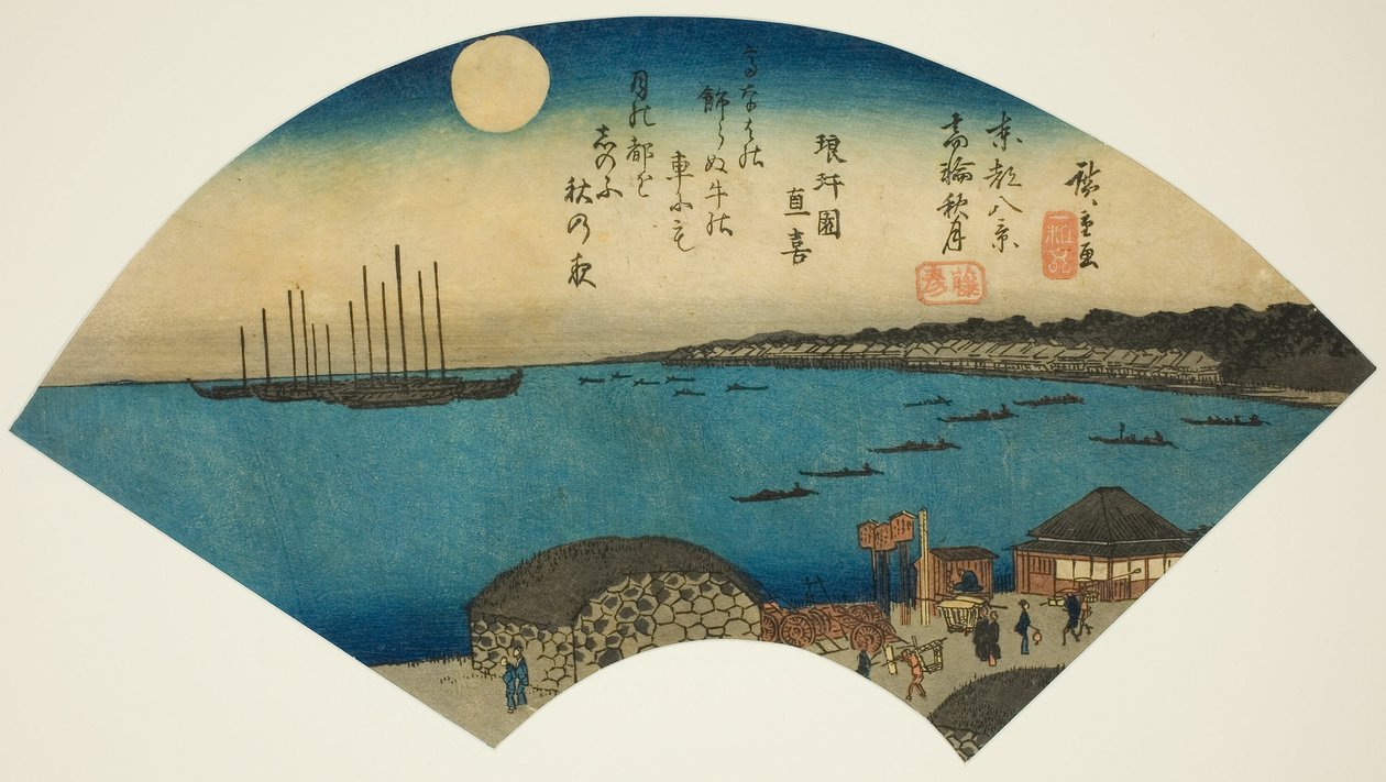 Autumn Moon at Takanawa (Takanawa shugetsu), z serii „Osiem widoków na wschodnią stolicę (Toto hakkei)” autorstwa Utagawa Hiroshige
