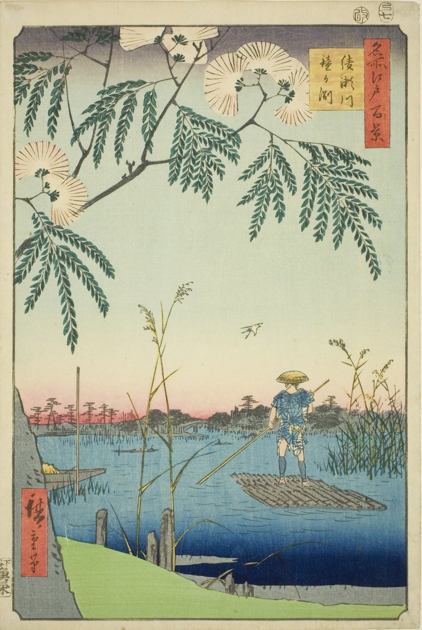 Wielebny Ayase Plan d Kanegafuchi (Ayase River Kanegafuchi), z serii „Grzbiet na grzbiety d fan net s Widoki Edo (Sto słynnych widoków Edo)” autorstwa Utagawa Hiroshige
