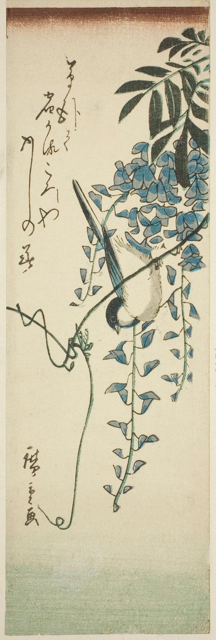 Ptak i glicynia autorstwa Utagawa Hiroshige