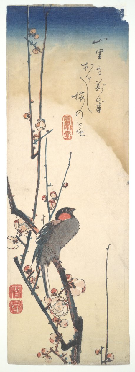 Ptak na kwitnącej śliwie autorstwa Utagawa Hiroshige