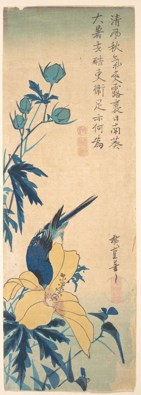 Niebieski ptak autorstwa Utagawa Hiroshige