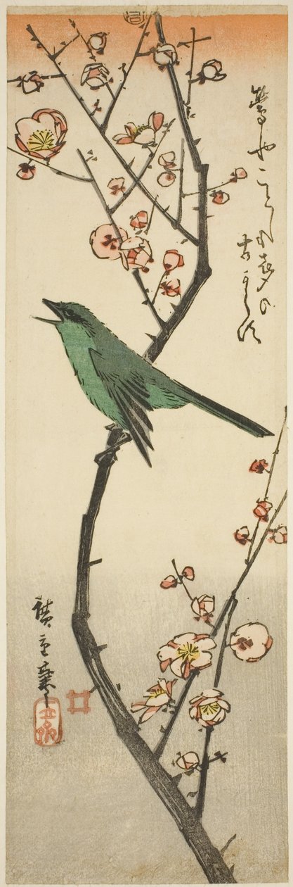 Pokrzewka i śliwka autorstwa Utagawa Hiroshige