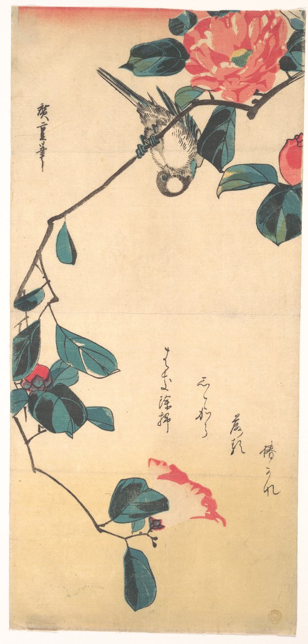 Kamelie und Gimpel autorstwa Utagawa Hiroshige