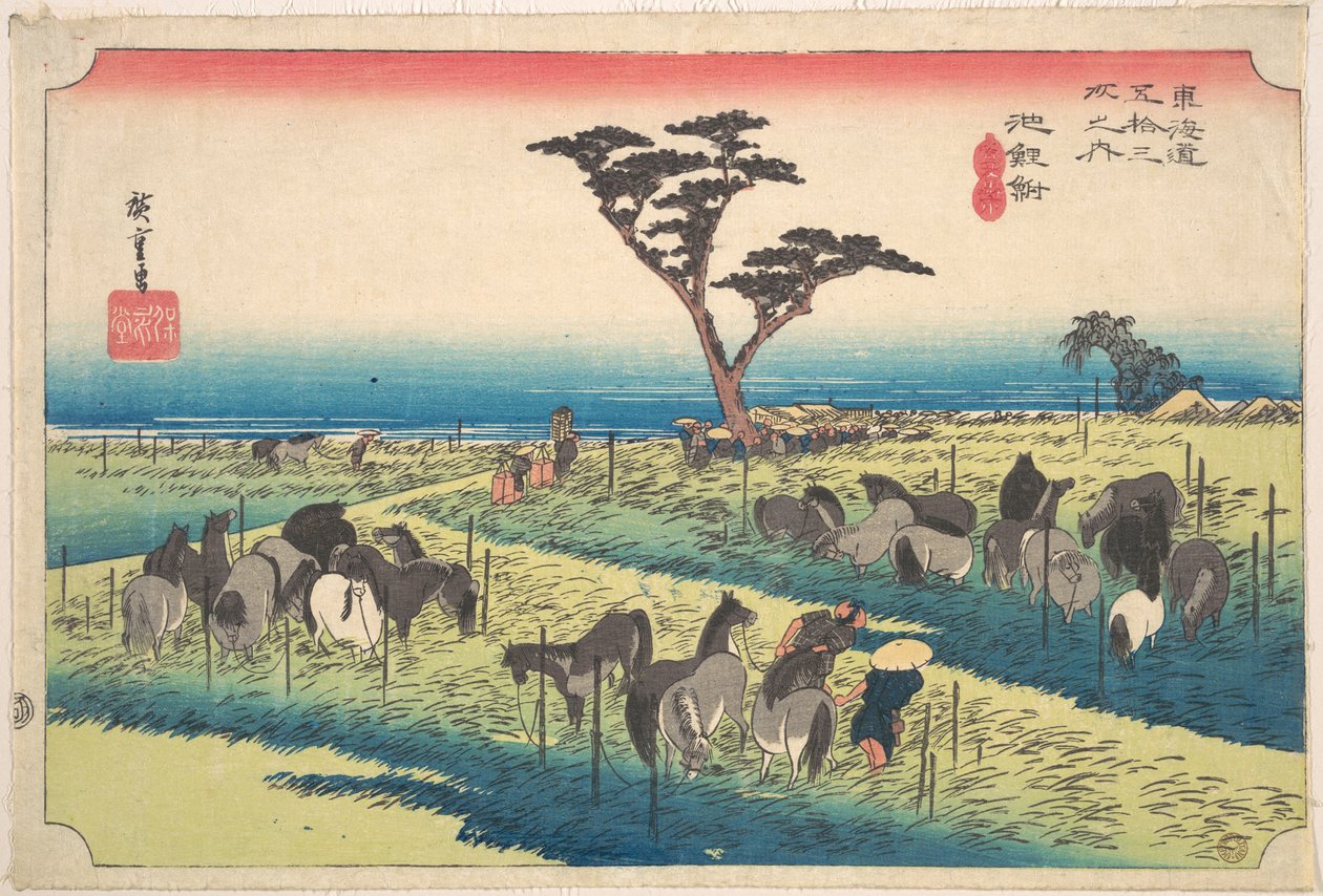 Chiryu, Shuka Uma Ichi autorstwa Utagawa Hiroshige