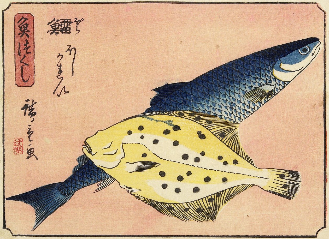 Dorsz i halibut, 1830-1844 autorstwa Utagawa Hiroshige