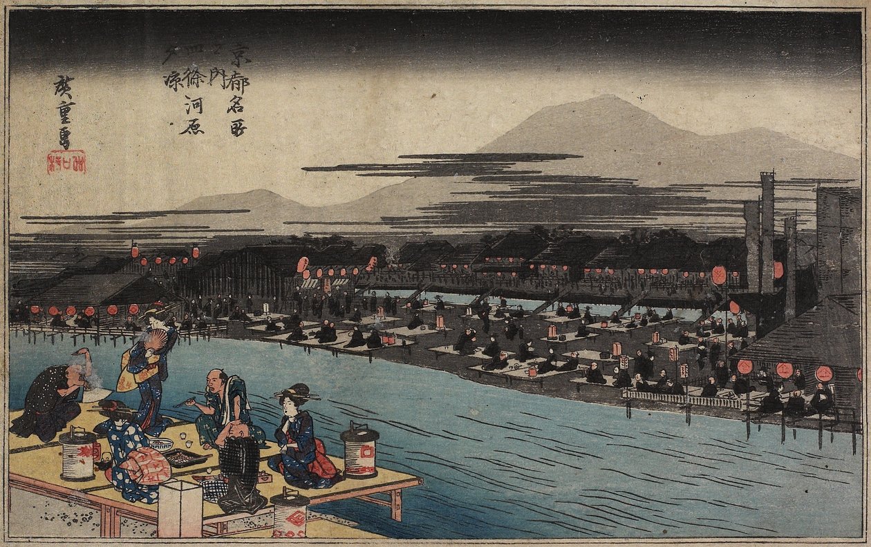 Cool of the Evening w Shijo_ Riverbank, ok. godz. 1834 autorstwa Utagawa Hiroshige