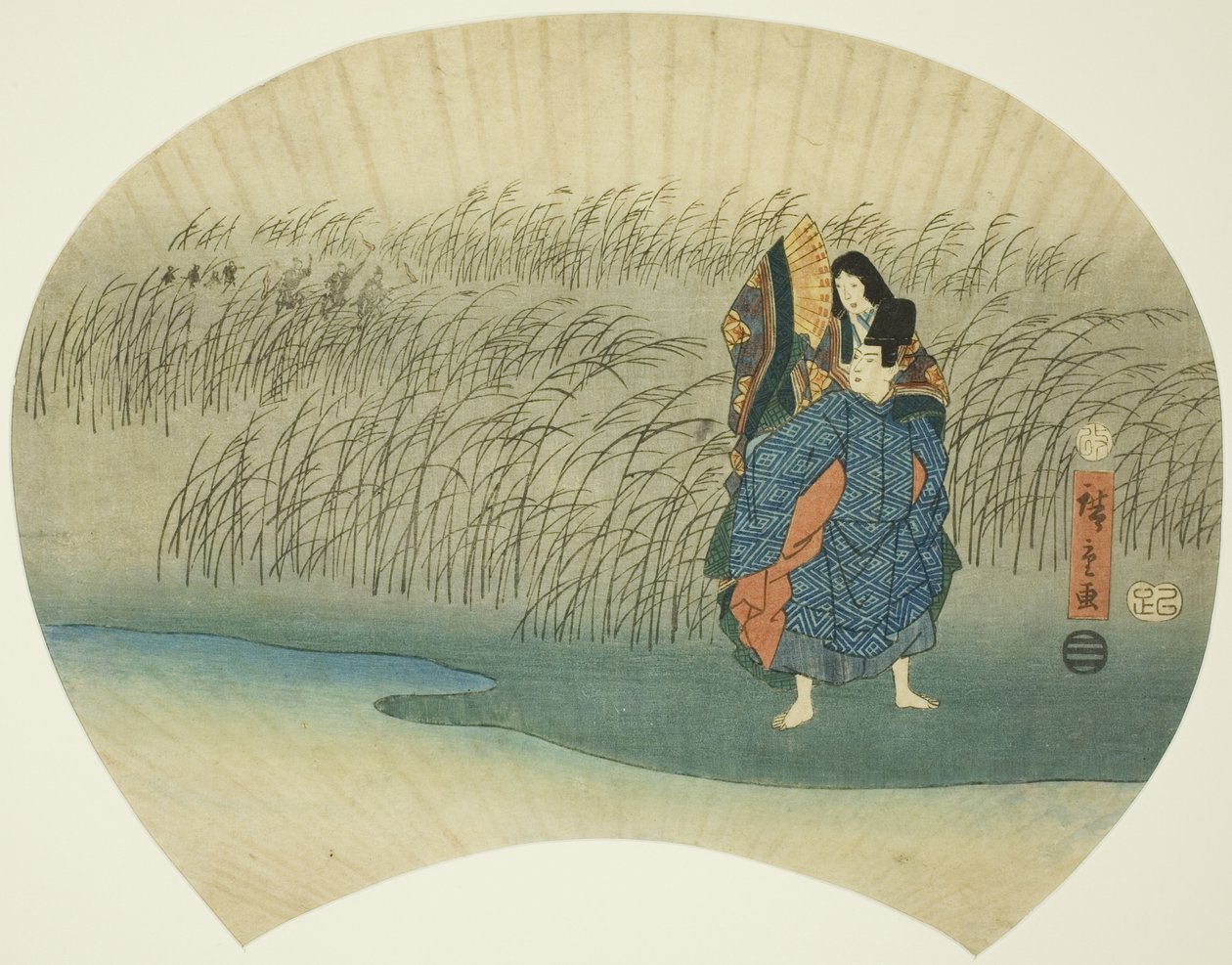 Para uciekająca, z odcinka Akutagawa w Opowieściach Ise autorstwa Utagawa Hiroshige