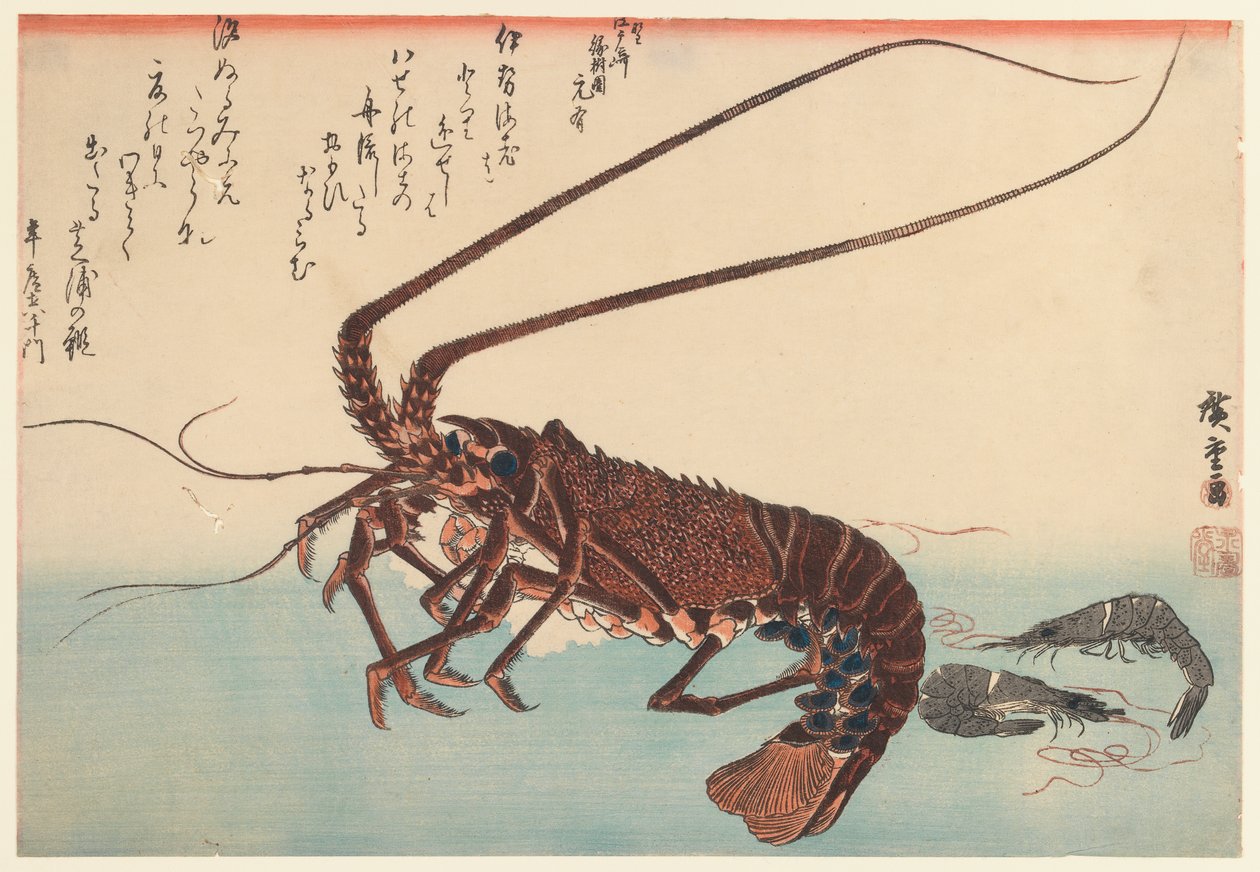 Raki i dwie krewetki, z serii Great Fish (rozpoczęty 1832), 1840 (kolorowy drzeworyt) autorstwa Utagawa Hiroshige