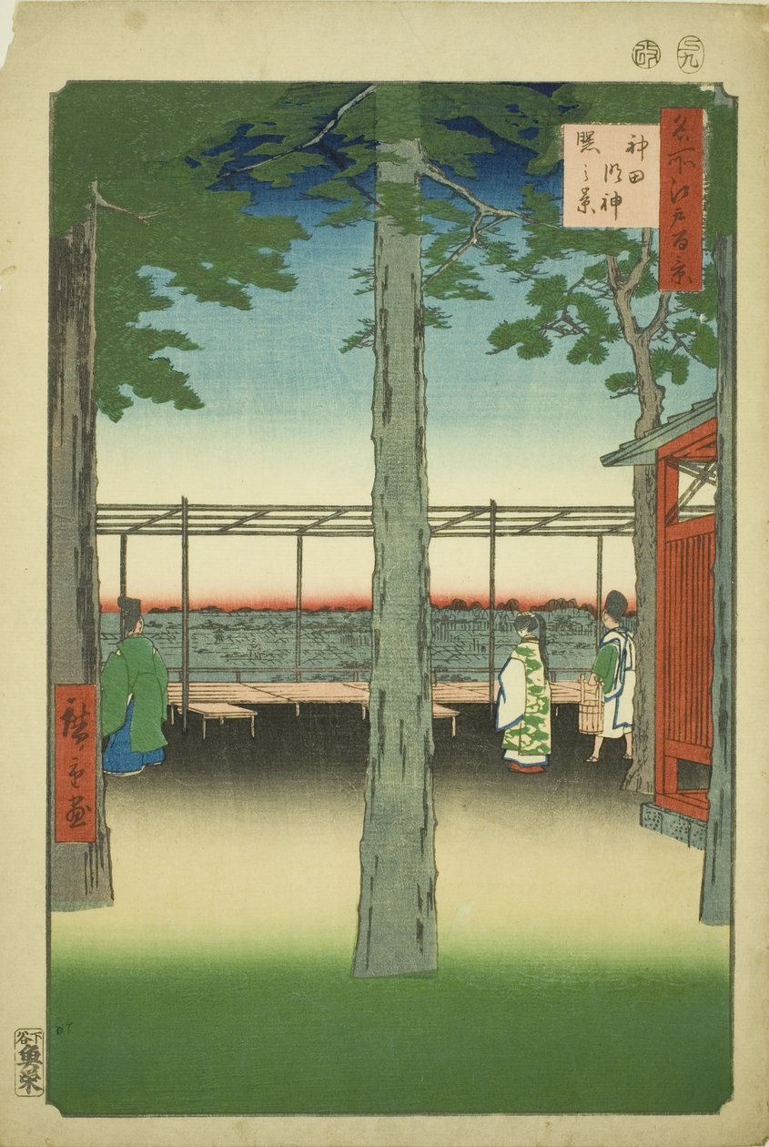 Świt w Kanda Myohito Shline (system Kanda Myohito Akebono), z serii „Ridge dre d fa net s views f Edo (100 Famous Views of Edo)” autorstwa Utagawa Hiroshige