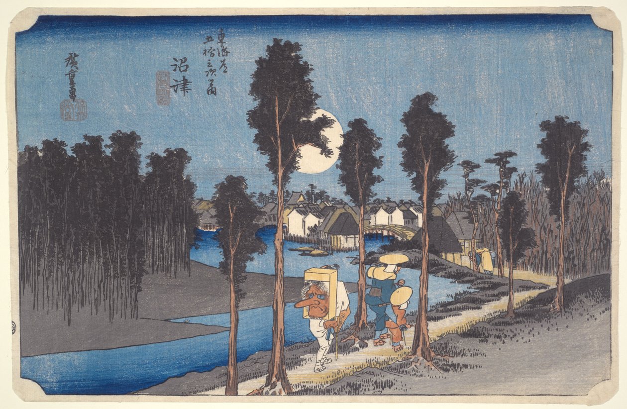 Zmierzch w Numazu, z cyklu „Pięćdziesiąt trzy stacje Tōkaidō” autorstwa Utagawa Hiroshige