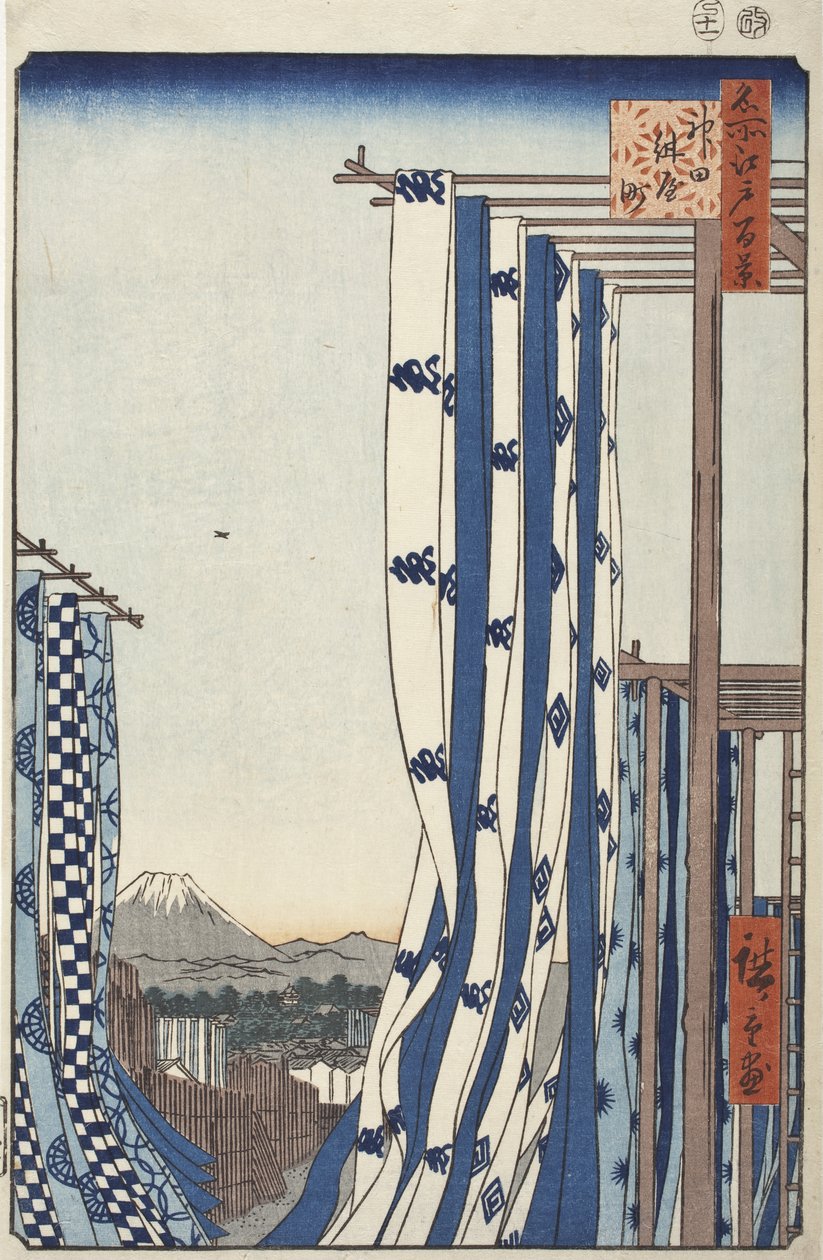 Kwatery farbiarzy, Kanda autorstwa Utagawa Hiroshige
