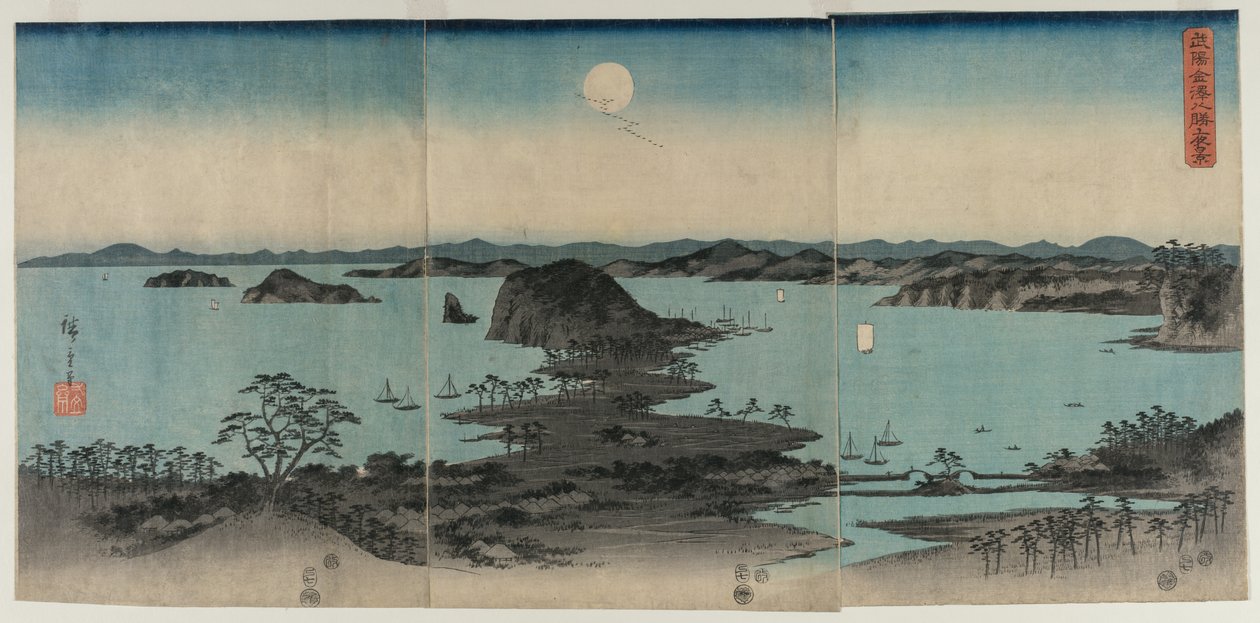 Osiem widoków Kanazawy nocą, 1857. autorstwa Utagawa Hiroshige