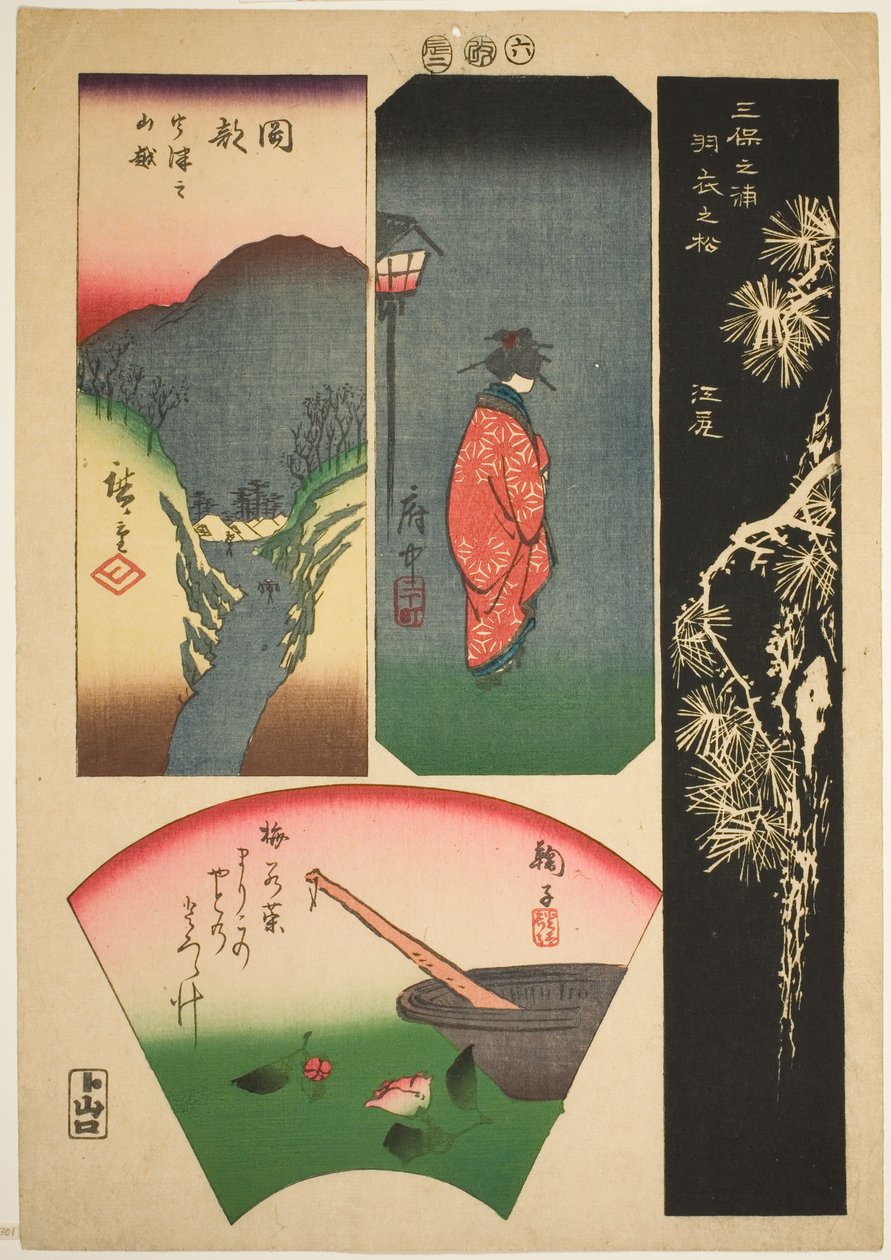 Ejiri, Fuchu, Mariko i Okabe, nie. 6 z serii „Zdjęcia pięćdziesięciu trzech stacji Tokaido (Tokaido gojusan tsugi zue)” autorstwa Utagawa Hiroshige