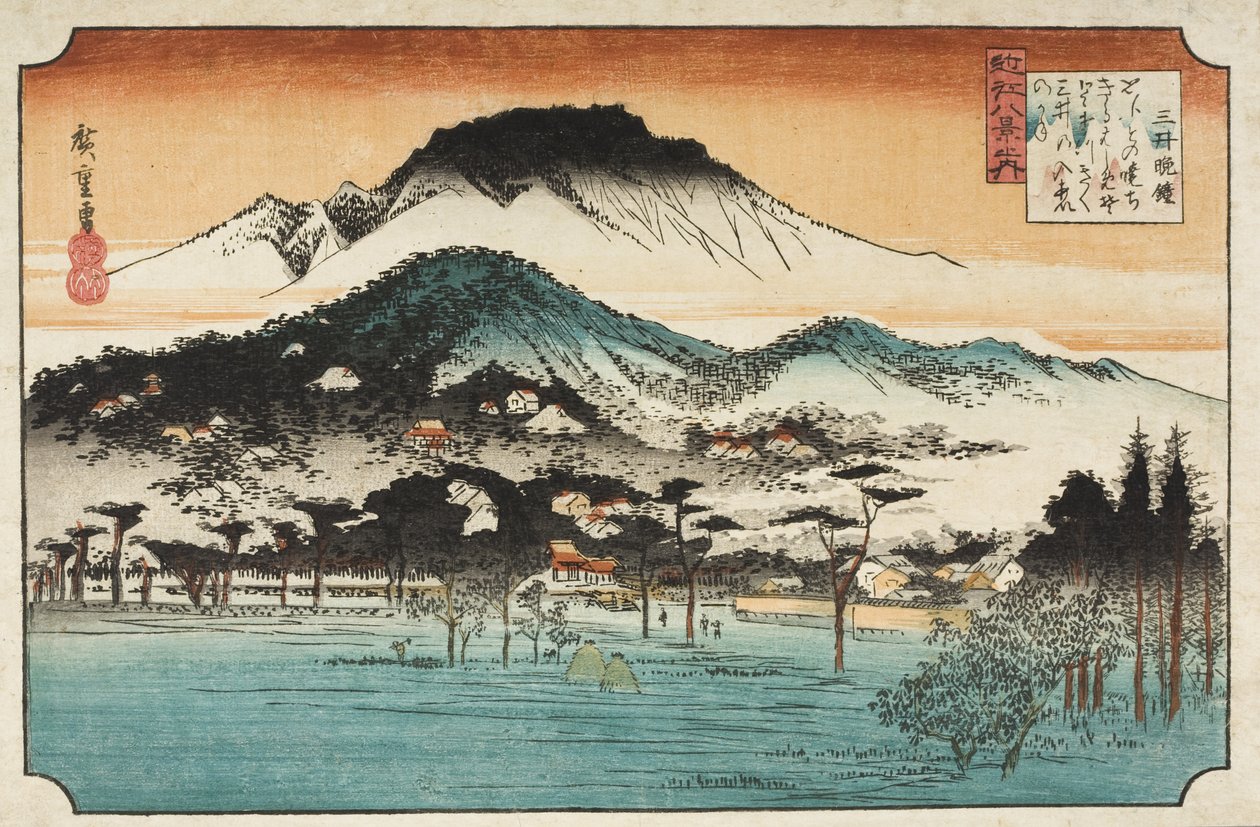 Wieczorny dzwon w Miidera autorstwa Utagawa Hiroshige