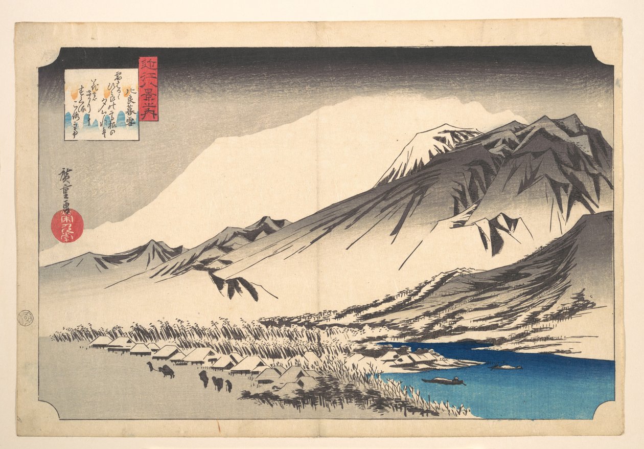 Wieczorny śnieg na górze Hira autorstwa Utagawa Hiroshige