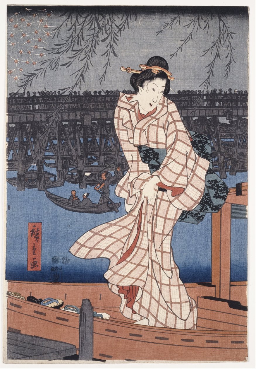 Wieczór nad rzeką Sumida autorstwa Utagawa Hiroshige