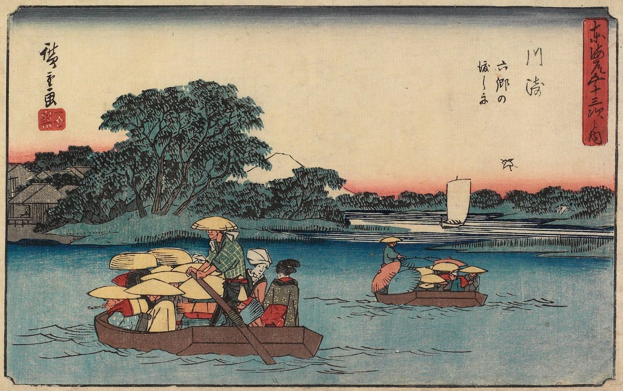 Prom w Rokugō, Kawasaki autorstwa Utagawa Hiroshige