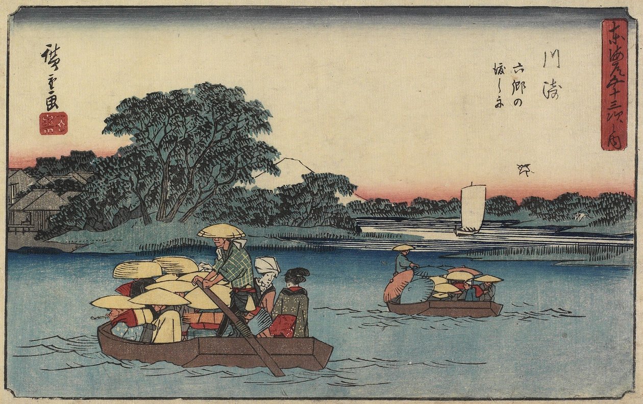 Prom w Rokugo_, Kawasaki, 1841-1842 autorstwa Utagawa Hiroshige