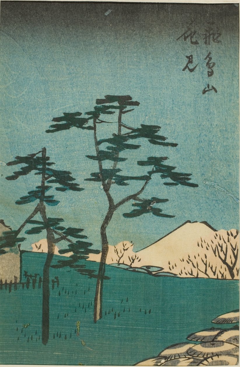 Widok kwiatów na wzgórzu Asuka (Asukayama hanami), fragment arkusza z serii „Wycinanki ze słynnych miejsc w Edo (Harimaze Koto meisho)” autorstwa Utagawa Hiroshige