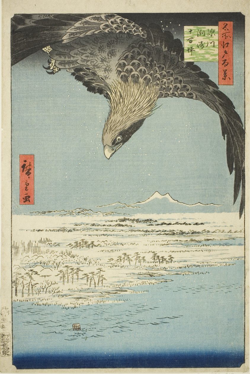 Fukagawa Susaki i Jumantsubo (Fukagawa Susaki Jumantsubo), z serii kei)” autorstwa Utagawa Hiroshige