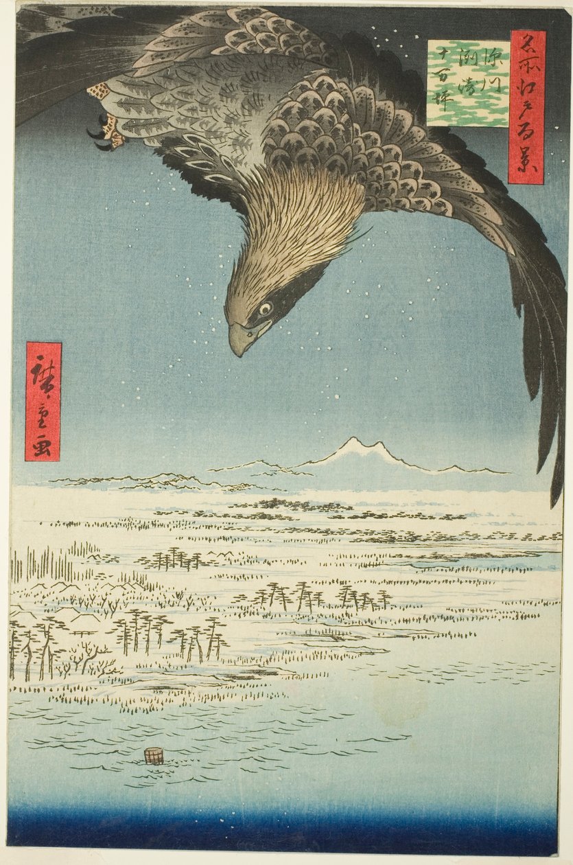 Fukagawa Susaki i Jumantsubo (Fukagawa Susaki Jumantsubo), z serii kei)” autorstwa Utagawa Hiroshige