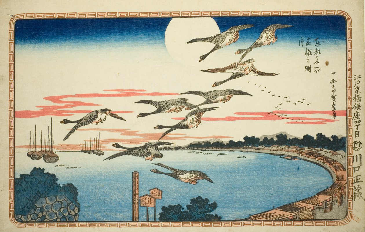 Pełnia księżyca w Takanawa (Takanawa no meigetsu), z serii „Słynne widoki na wschodnią stolicę (Toto meisho)” autorstwa Utagawa Hiroshige