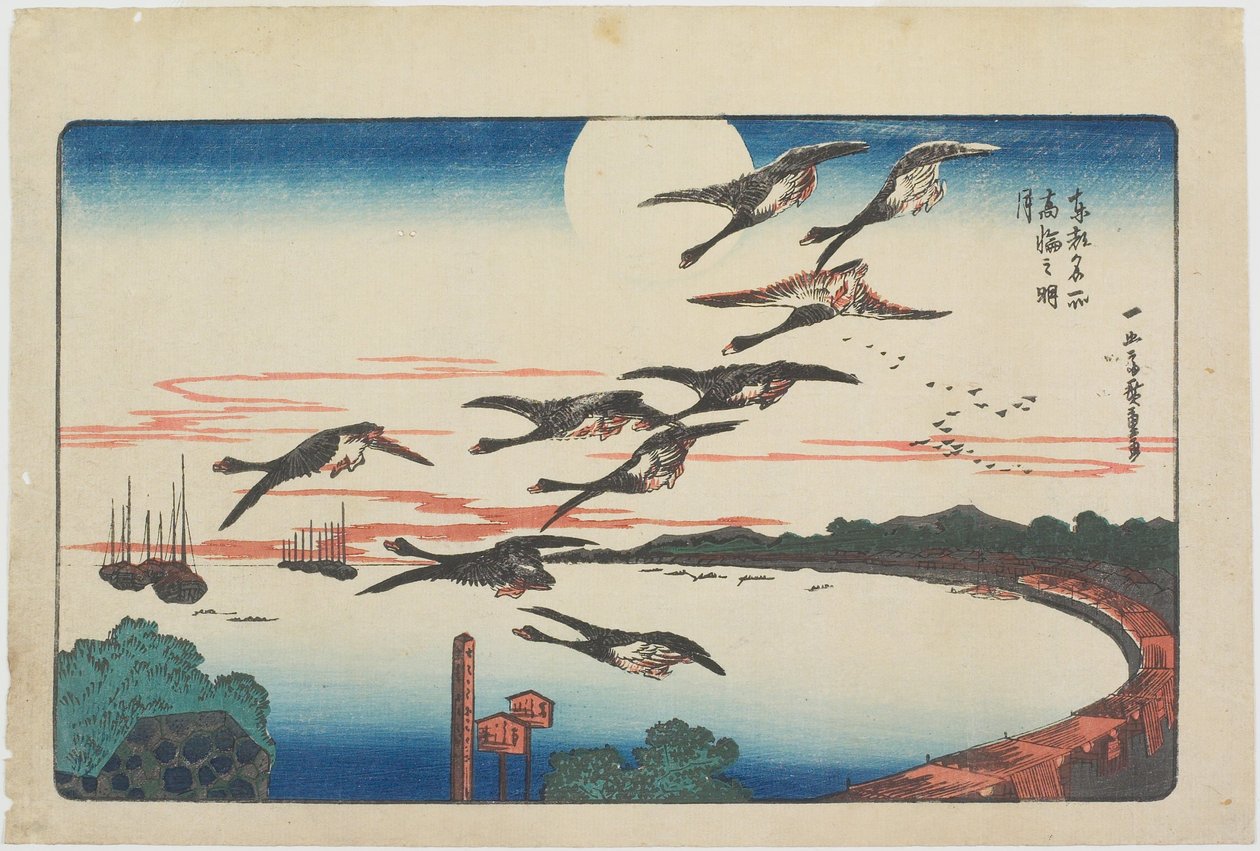 Pełnia księżyca nad Takanawą autorstwa Utagawa Hiroshige