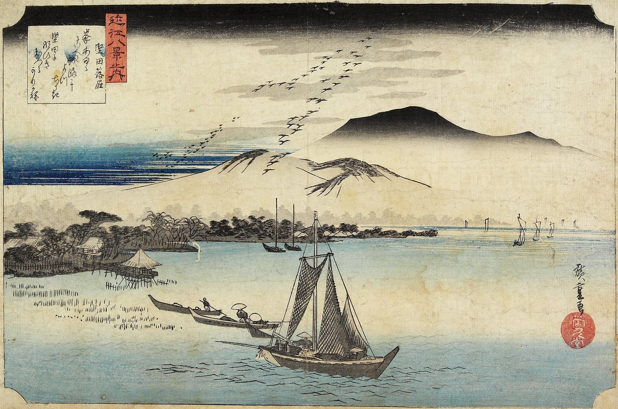 Homing gęsi w Katadzie, ok. 1930 r. 1834 autorstwa Utagawa Hiroshige